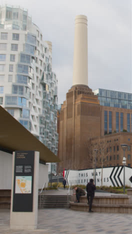 Vertical-Video-Of-Luxury-Housing-Apartments-At-Battersea-Power-Station-Development-In-London-UK